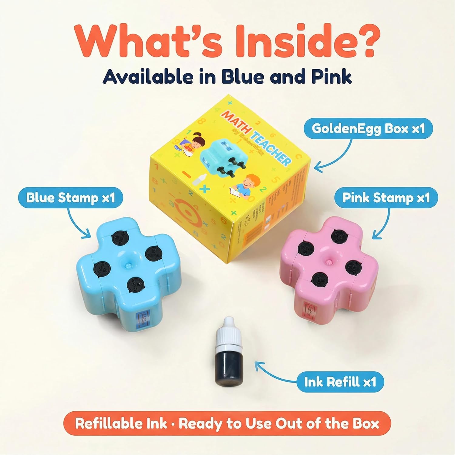 Math Teacher 4-in-1 Math Roller Stamp for Kids