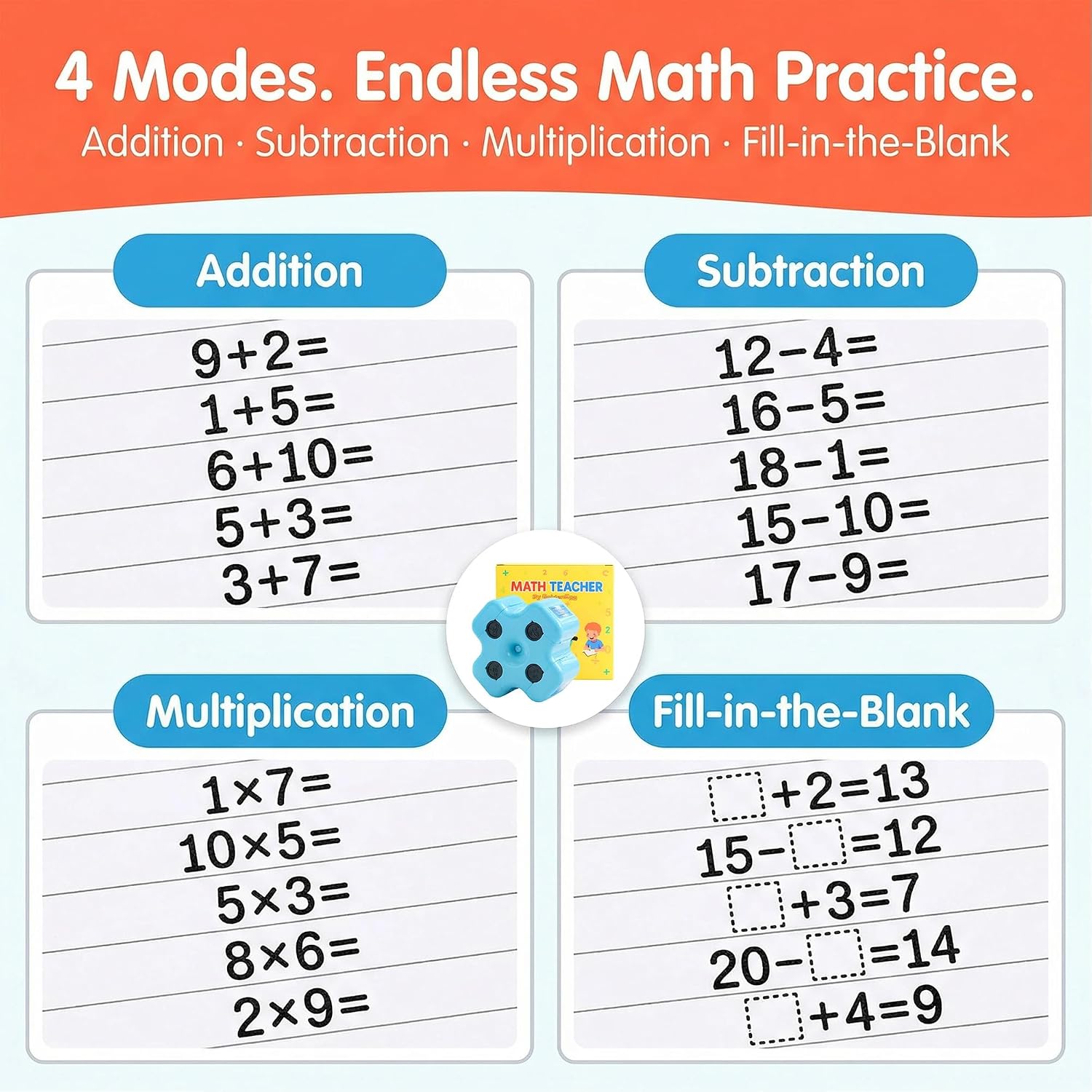 Math Teacher 4-in-1 Math Roller Stamp for Kids