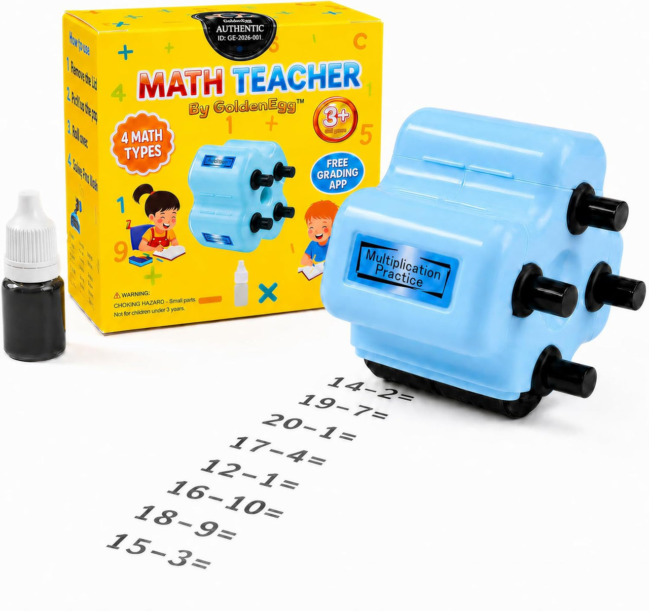 Math Teacher 4-in-1 Math Roller Stamp for Kids