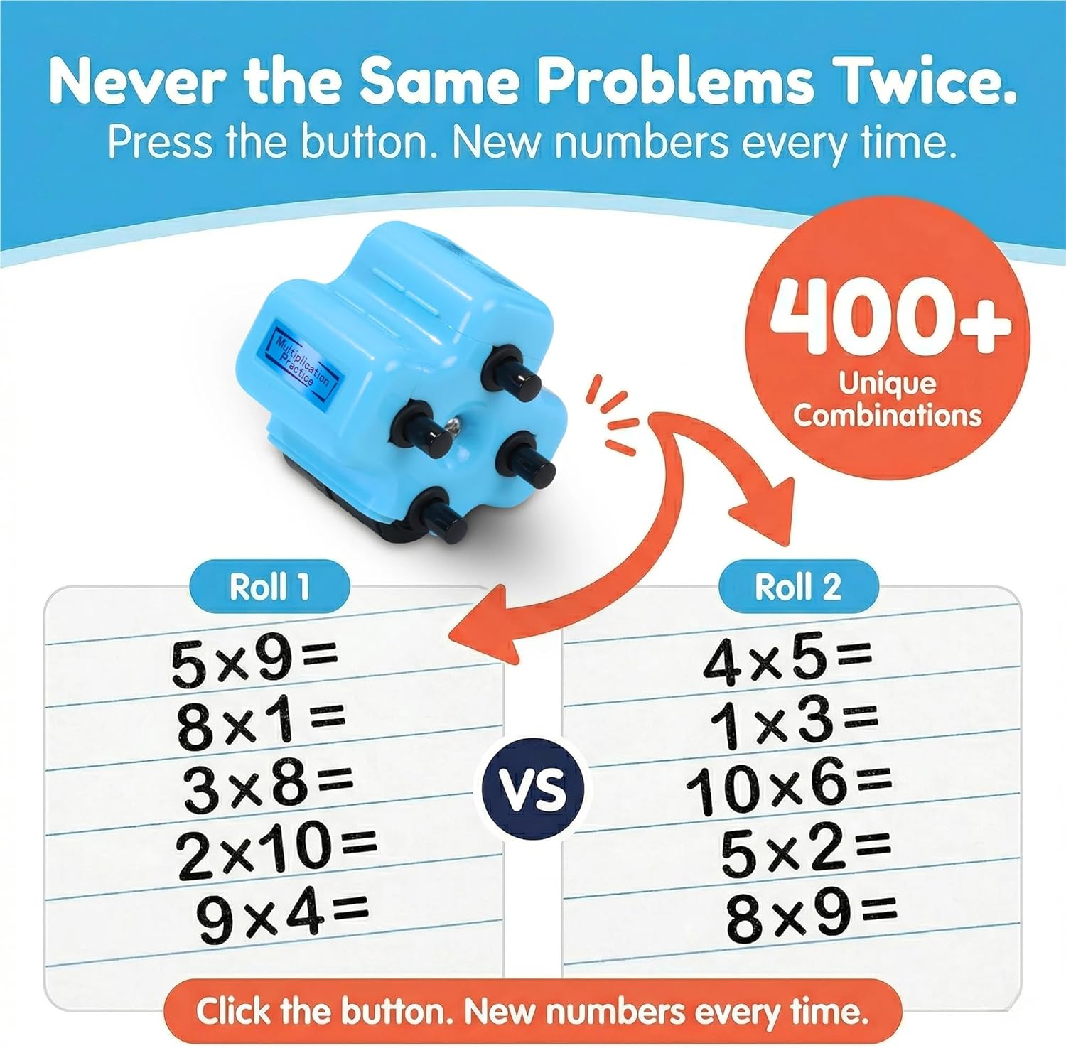 Math Teacher 4-in-1 Math Roller Stamp for Kids